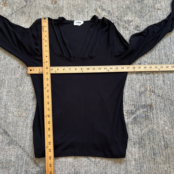 LNA Black Long Sleeve Top with Strap Neckline Size XL Modern Chic Sexy - Picture 5 of 6